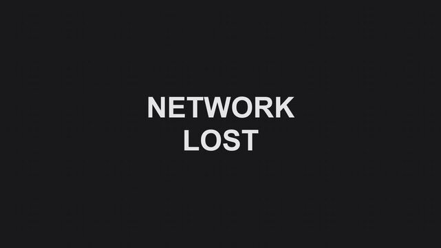 Network lost digital warning text flashing on dark tech screen graphic motion clip for video editing