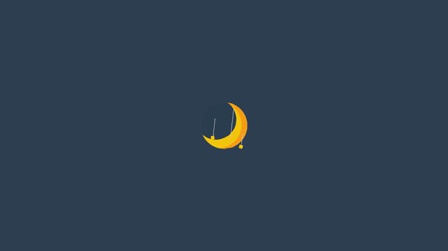 Crescent moon swinging gently on a magical night sky video motion clip