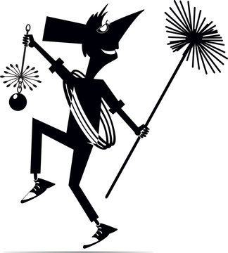 Old time profession. Cartoon chimney sweeper