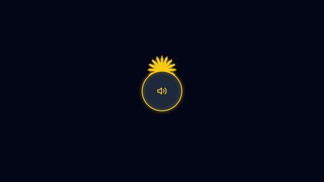 Audio equalizer visualizer motion graphics clip with glowing yellow sound wave circular icon on black background