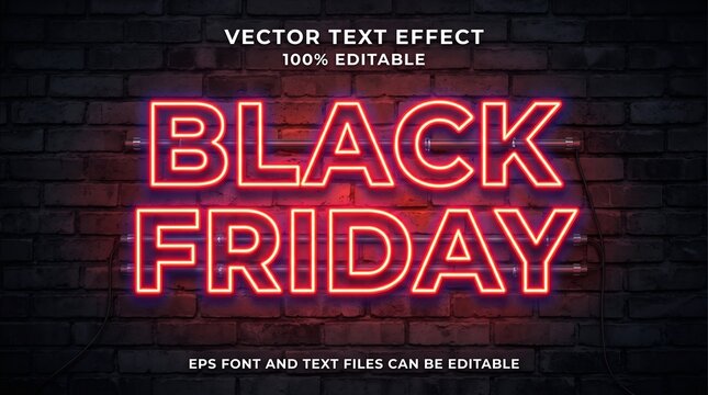 Black friday text style neon editable text effect