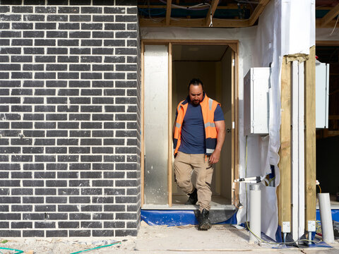 Worker Leaving Construction Site