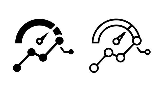 Black speed test vector icon symbol set on white background