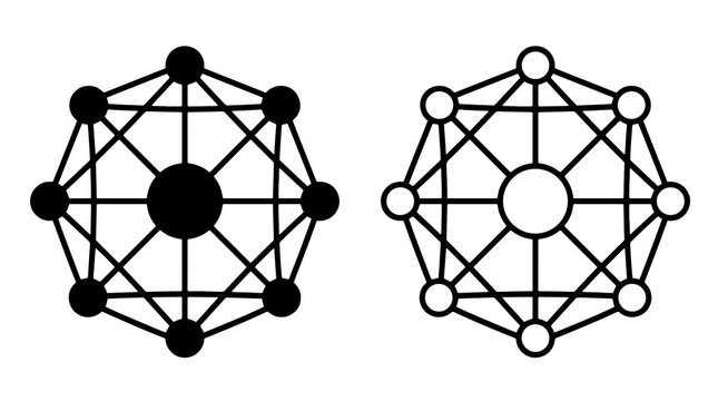 Black and white geometric network vector illustration symbol