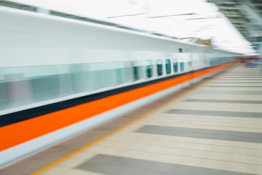High Speed Train Motion Blur at Station Platform