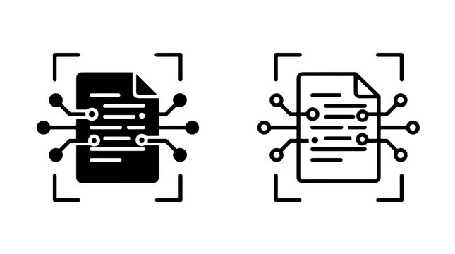 Digital document vector icon set with circuit board lines
