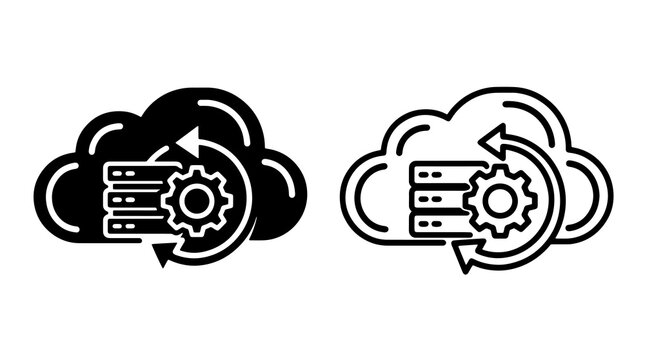 Cloud server configuration vector illustration with settings gear