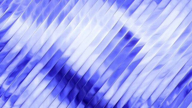Shimmering metallic blue surface with diagonal ridges reflecting soft light in a continuous abstract motion pattern