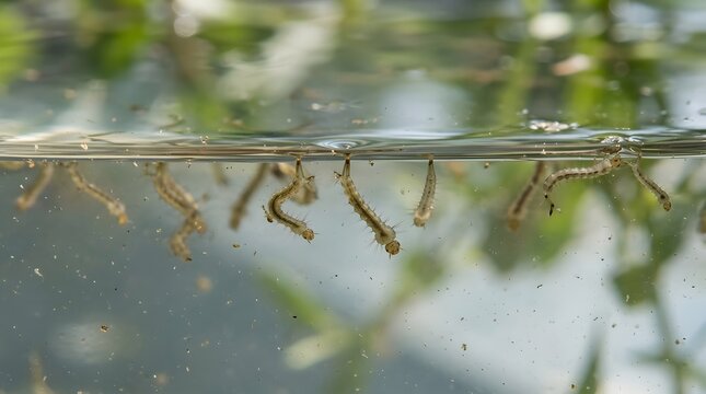 Close up of a praying mantis clinging to delicate green plant stems outdoors