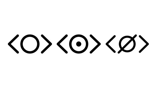 Set of three geometric symbols enclosed in angle brackets