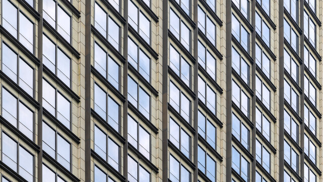 Modern office building geometric glass facade