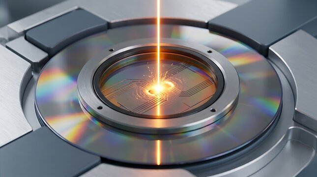Industrial laser beam cutting microchip component, precision steel manufacturing process, advanced technology research equipment