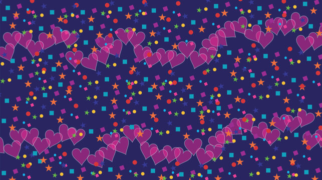 seamless pattern with colorful hearts background