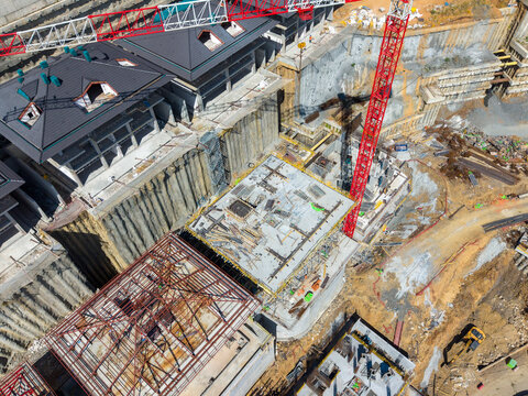 Terraced Residential Construction Site On Steep Hillside