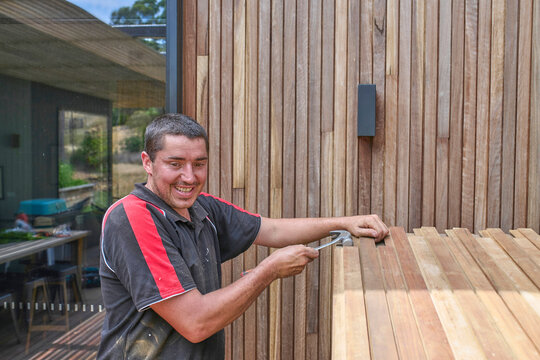 Carpenter at a Construction Site