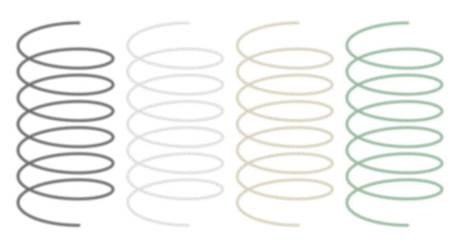 Grainy Coil Spring Illustration Set Isolated on Transparent Background