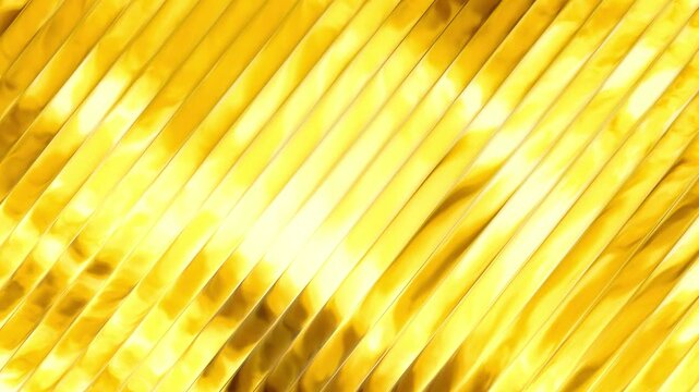 Golden reflective metallic diagonal stripes undulating smoothly creating a luxurious abstract background pattern for upscale presentations