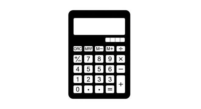 Black calculator icon isolated on transparent background for business