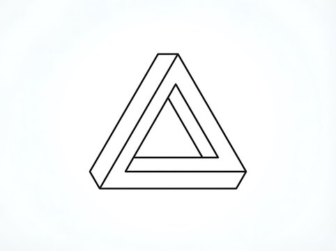 Penrose Impossible Triangle Line Art - Optical Illusion Geometric Shape Icon