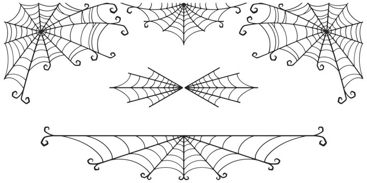 Vector Set of spider web on white