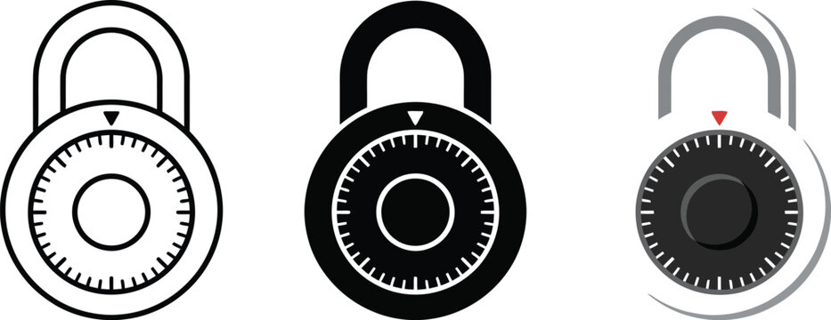 Combination padlock security symbol for locking mechanism and safety protection with loc