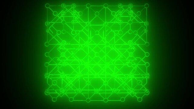 Glowing neon circuit board animation with intricate connections and