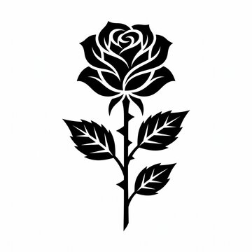 Black rose silhouette vector graphic for romantic greeting cards and