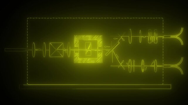 Modern schematic animation of optical fiber communication system
