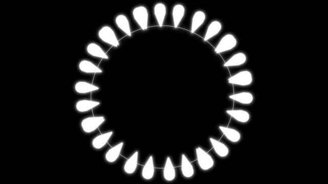 Circle blast animation overlay, glowing ellipse fireworks explosion effect, burst circle line blast motion graphics, white cartoon shape element, 4k loop background video transition, black screen