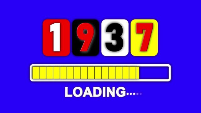 1937 Loading Animation With Colorful Numbers And Progress Bar.