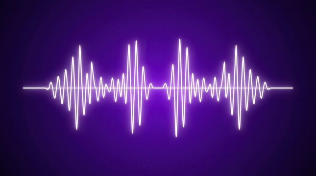 Purple background featuring a glowing white sound wave pattern.