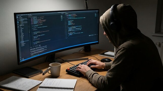Programmer writing code