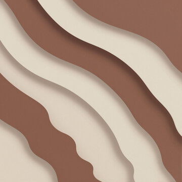 Abstract layered paper waves in cream and terracotta