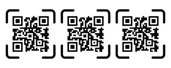 Fototapeta premium Multiple QR Code Scan Icons with Clean Designs for Payment Processing, Information Access, E Commerce, and User Interface Navigation