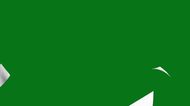 Falling White Paper Sheets Animation on Green Screen Background - Flying Papers Overlay
