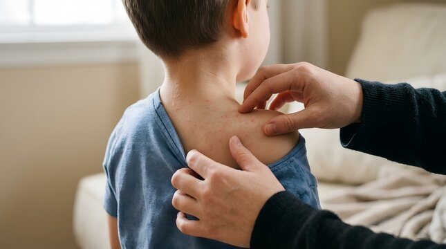 Parent checking a childs temperature with a thermometer on their forehead