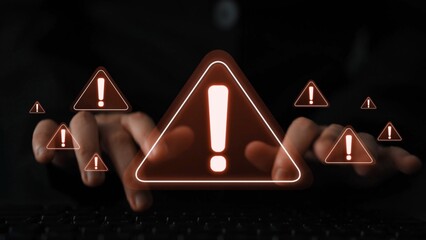 Cybersecurity alert warning showing red cyber for data breach, network threat, and cyber security system vulnerability with emphasis on security risk, caution, digital protection Marrow © InfiniteFlow