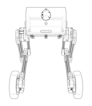 robotic vehicle wireframe illustration. Vector