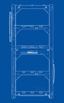 blueprint of industrial shelving unit. Vector