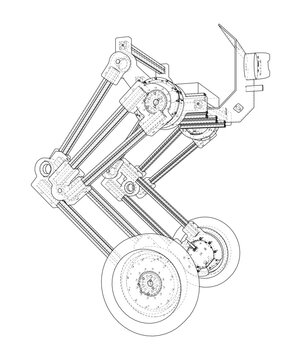 mechanical arm blueprint illustration. Vector