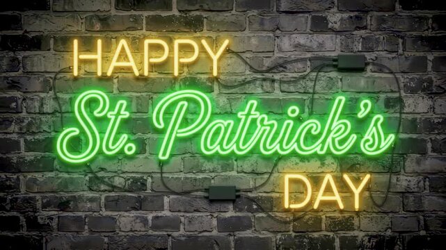 Flickering neon sign for happy st. Patrick's day celebration