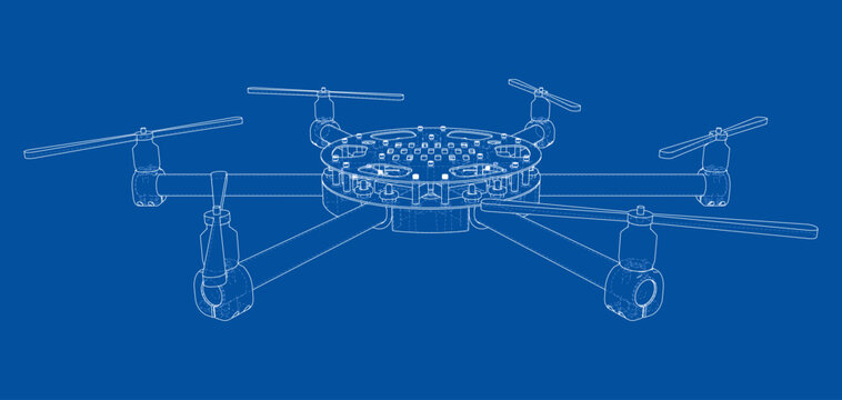 drone blueprint illustration. Vector
