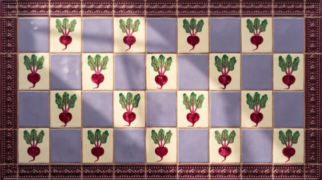 Pattern of Beets on Ceramic Tile Wall