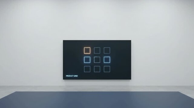 Wall Display Showing Product Catalog Grid Layout