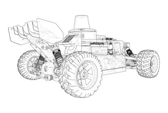 remote control car wireframe illustration. Vector