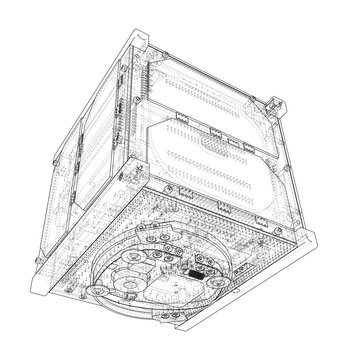 technical blueprint of a mechanical device. Vector