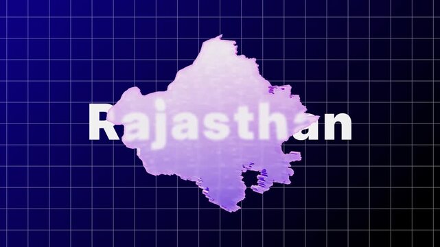 Rajasthan 3D Glass Morphism Effect India State Map Intro Modern Template Explainer Documentary Style Grid 4K Video	
