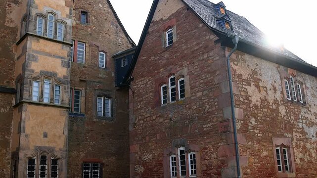 steinau an der strasse historic cityscape in germany 4k video with a pan