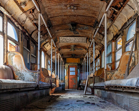 Grunge interior of an abandoned railroad car