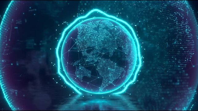 Metaverse Globe Network featuring luminous nodes and fine network lines, illustrating immersive virtual worlds and digital innovation